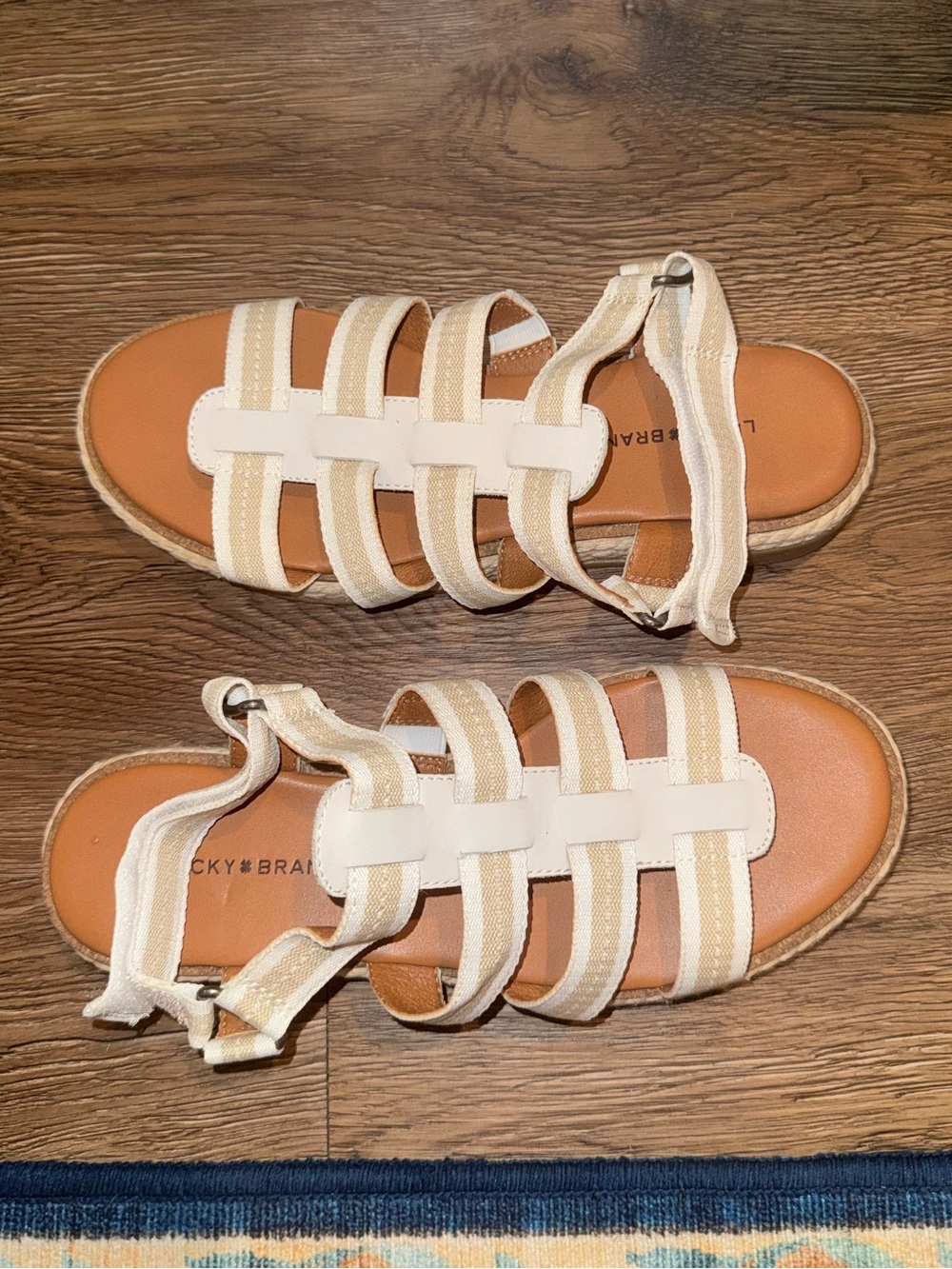 Lucky Brand Cream Strappy Flat Sandals